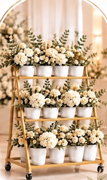 Gold flower bar filled with ivory flowers